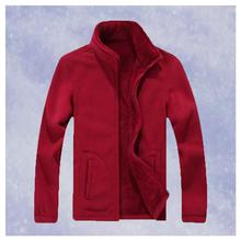 Hifashion- Unisex Polar Fleece Jacket Thicken Warm Zip-up Hoodie-Red