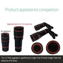 Clip-on 12x Optical Zoom Mobile Phone Telescope Lens HD