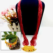 Gold Plated/Red Faux Navratna Embellished Mangalsutra Beaded Potey For Women