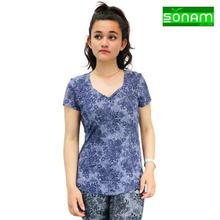 Sonam Gears Sweetheart Neck Printed T-Shirt For Women (303)- Black