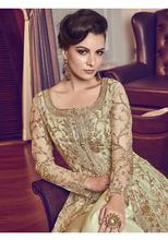 Stylee Lifestyle Green Net Embroidered Dress Material -2063