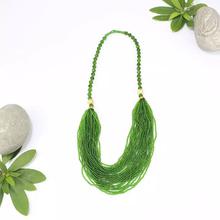 Green Beaded Pote Necklace For Women
