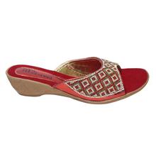 Red/Golden Wedge Heel Sandals For Women