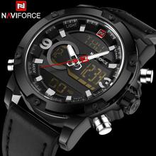 NaviForce NF9097 Double Time Digital Analog Quartz Watch - Black