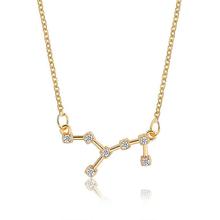 Gold Toned Virgo Twelve Constellation Pattern Zodiac Sign Necklace For Women