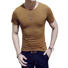 Summer Men's Solid T-shirt Cotton O-neck Short Sleeved T