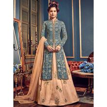 Stylee Lifestyle Blue Georgette Embroidered Dress Material (1816)