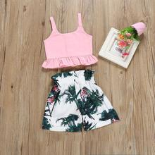 Baby Girls Summer Sling Top Shorts  Flower Pants Suit Outfits Set Summer Clothes