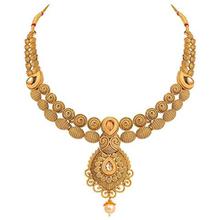 I Jewels Antique Gold Plated Handcrafted Polki Traditional