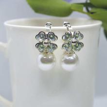 White Faux Moti & Stones Embellished Stud Earrings for Women