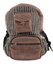 Decon White Black Checks With Brown Hemp Backpack Rucksack Travelpack