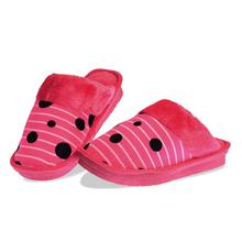 Winter Fur Dot Slippers Dark Pink