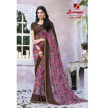 Pink Floral Printed Fancy Georgette Saree for Women 