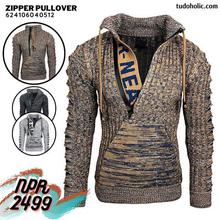 Zipper Slim Men's Sweater Pullover