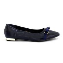 DMK Navy Blue Small Bowed Pump Flat Shoes For Women - 37237