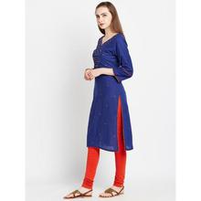 SALE- AgrohA Women Blue Embroidered Straight Kurta (Top Only)