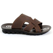 Brown Leather Slip On Sandals For Men - 235