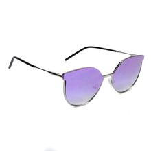 Cat Eye Light Purple Mirror Silver Metal Sunglasses