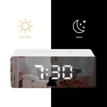 LED Mirror Alarm Clock Digital Snooze Table Clock Wake Up