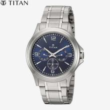 Titan   1698Sm02 Blue Dial Chronograph Watch For Men- Silver