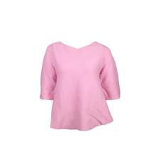 Pink Round Neck Half Sleeves Tops Dress for Women