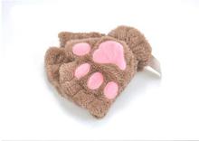 Bear paw claw gloves autumn and winter female cute cartoon embroidered half finger