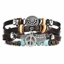 IF ME Fashion Multiple Layers Punk Leather Bracelets Men