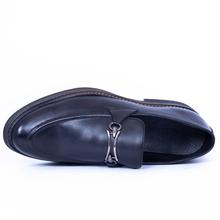 Caliber Shoes Black Penny Buckle Slip On Formal Shoes For Men (BH526C)