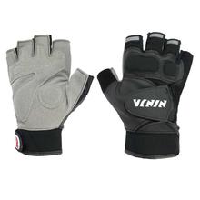 Black/Grey Ninja Half Finger Motorbike Gloves For Men