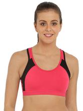 Jockey Pink/Black Athleisure Power Back Padded Active Bra For Women - 1380