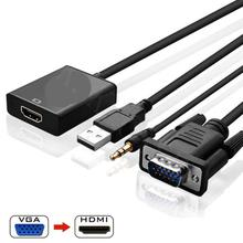 Aluminum VGA To HDMI Output,1080p Video Cable Adapter Plug and Play Wiith Audio