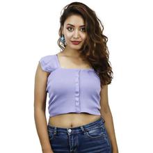 Purple Short Sleeve Stretchable Crop Top For Women