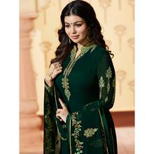 Stylee Lifestyle Green Georgette Embroidered Dress Material - 1884