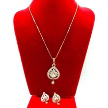 Leaf Designed Drop Style American Diamond Embellished Jewelry Set For Women- White