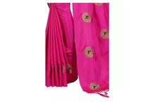 Embroidered Saree With Unstitched Blouse For Women - Pink