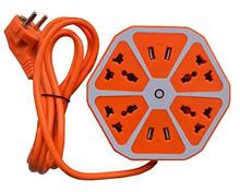 4 USB Hexagon Extension Socket (Orange) multiplug