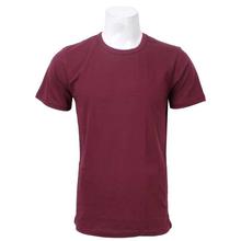 Maroon Round Neck Plain Cotton Tshirt For Men