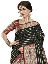 Stylee Lifestyle Black Banarasi Silk Jacquard Saree - 2299