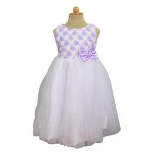 Purple/White Netted Side Bow Designed Party Dress For Girls