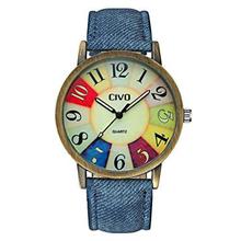 CIVO Denim Leather Watch Band Wrist Watch