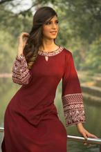 Paislei maroon kurti with white embroidery for winter