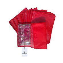 Kuber Industries 12 Piece Non Woven Single Saree Cover, Red