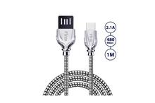 PTron Falcon Pro 2.1A USB To Type C Cable Metal Data Cable For All Type C Smartphones (Silver)