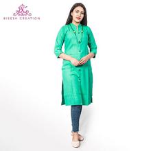 Green khadi slub kurti (BC 711)