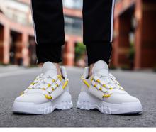 Fashion Height Increasing Men Casual Shoes, Breathable Men Chunky Sneakers - White