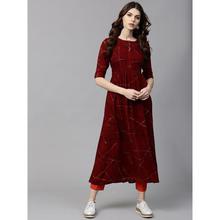 GERUA - Women Maroon Printed A-Line Kurta