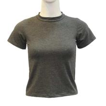 Grey Solid Crop Top For Women