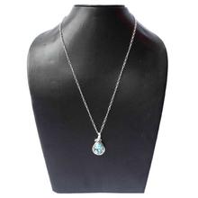 Silver/Blue Stone Studded Chain Pendant For Women