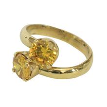 Two Yellow Rhinestones Studded Panchadhatu Ring For Women