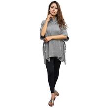 Grey Oversize Collared Cashmere Sweater For Women